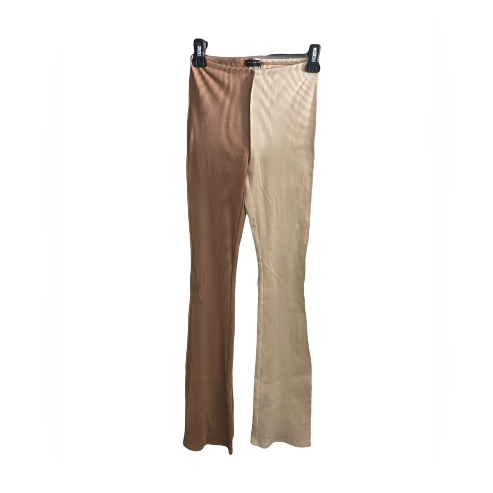 Naked Wardrobe Bootleg Rib Colorblock Pants in Oatmeal/Coco Size Small - Picture 2 of 4